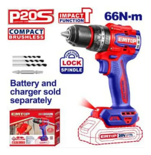 Taladro C/percutor 20v S/bat Ecidl206681 Emtop - Imagen 2
