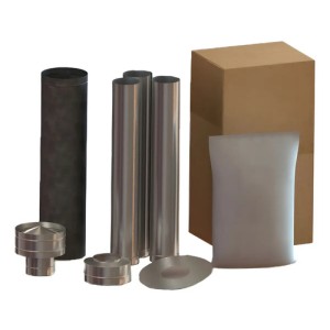 Kit Instalación Estufa Leña Qutral 4m Cañería Interior Acero Galvanizado