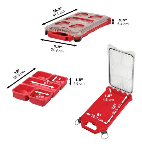 Organizador Compact Bajo Perfil Packout 48-22-8436 Milwaukee Rojo - Imagen 5