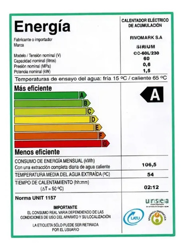 Termotanque Sirium Cobre Cc80l -*tyt - Imagen 3