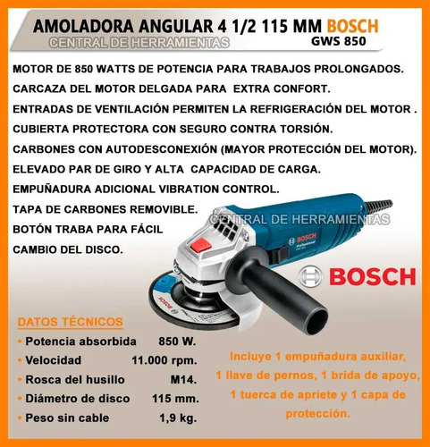 Bosch Professional GSB 13 RE + GWS 850 Corriente eléctrica - Imagen 3