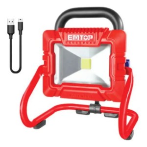 Reflector Portátil Emtop Con Luz Blanca Y Carcasa Roja Rojo