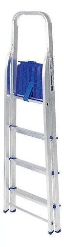 Escalera Aluminio Mor 4 Escalones 85cm Altura Utilizable Color Plateado/azul - Imagen 4