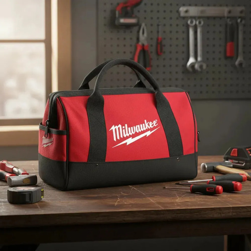 Bolso Milwaukee Porta Herramientas Heavy Duty Resist Al Agua Color Negro Y Rojo Negro/rojo - Imagen 8