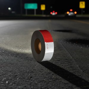 Rollo Cinta Reflectiva Auto Adhes Rojo Y Blanco 45 Mt X 5 Cm