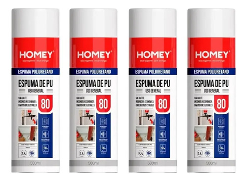 Espuma De Poliuretano Expansible 750ml X4 Pomos