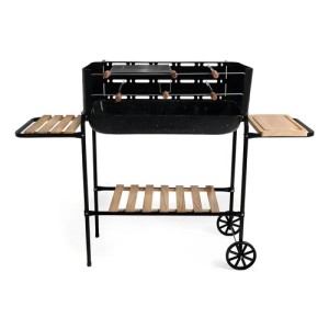Parrillero Parrilla Portátil Mor Jardín Rodeio A Carbon. Movil Con Ruedas, Mesas Auxiliares Y Accesorios Negro