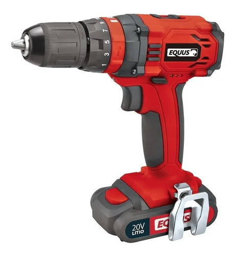 Taladro Atornillador Inalambrico Equus 1009FT 20v 2 Bateria Litio Maletin Color Rojo - Imagen 2