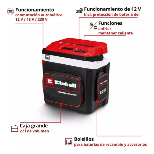 Cooler 27 Litros Inalámbrico Te-col 18/27li Einhell Rojo - Imagen 2