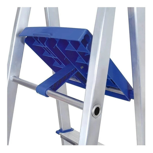Escalera Aluminio Mor 4 Escalones 85cm Altura Utilizable Color Plateado/azul - Imagen 8