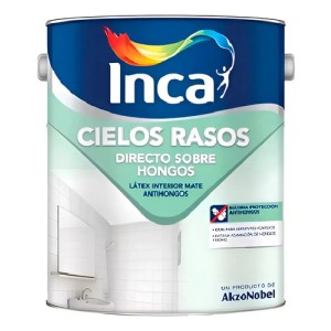 Pintura Para Cielo Raso Inca Directo Sobre Hongos 4 Litros Acabado Mate Color Blanco