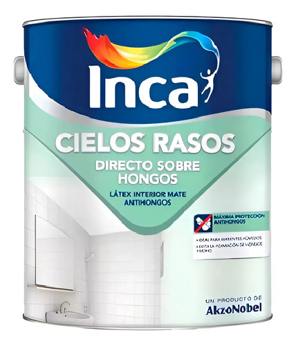 Pintura Para Cielo Raso Inca Directo Sobre Hongos 4 Litros Acabado Mate Color Blanco