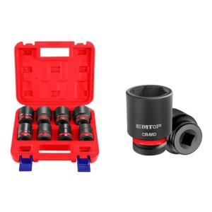 Dados Impacto Encastre 3/4'' Set 8pcs Maletín Emtop