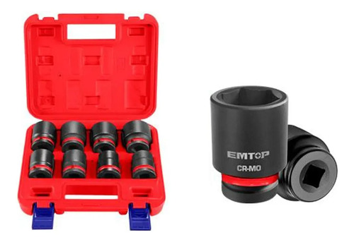 Dados Impacto Encastre 3/4'' Set 8pcs Maletín Emtop