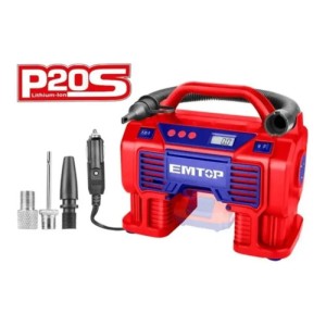 Mini Compresor Portátil Inalámbrico Emtop De 160 Psi, Con Batería De Rojo