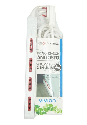 Alargue Conatel Contactum 3mts 4 Tomas Color Blanco - Imagen 2