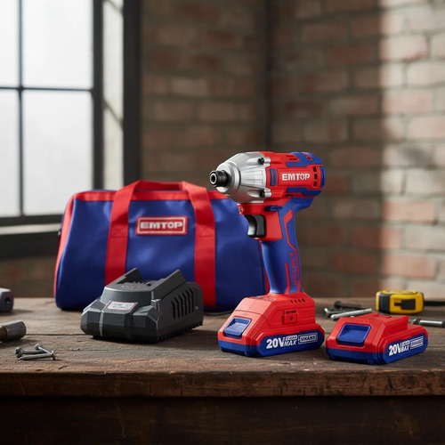 Destornillador Inalámbrico Emtop De Impacto Brushless Rojo Azul 6.35mm Rojo Y Azul - Imagen 2