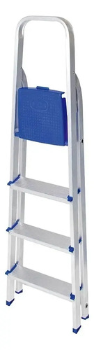 Escalera Aluminio Mor 4 Escalones 85cm Altura Utilizable Color Plateado/azul - Imagen 10
