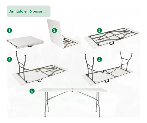 Mesa Plegable Picnic 180cm + 4 Sillas Paris Garden Life Blanco - Imagen 5