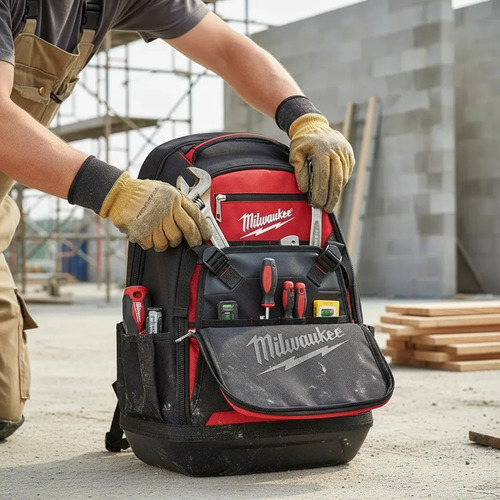 Mochila Milwaukee 48-22-820 Ideal Para Herramientas Y Laptop Color Rojo / Negro - Imagen 3