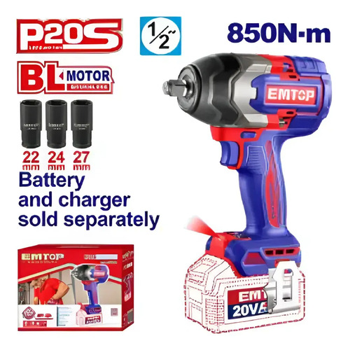 Llave Impacto 20v S/bat 850nm Eciwl20851 Emtop - Imagen 3