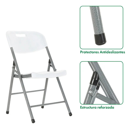 Mesa Plegable Picnic 180cm + 4 Sillas Paris Garden Life Blanco - Imagen 8