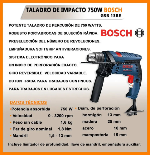 Bosch Professional GSB 13 RE + GWS 850 Corriente eléctrica - Imagen 2