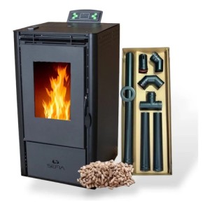Calefactor A Pellet Premium 7kw 75m2 + Kit De Caños Sefia