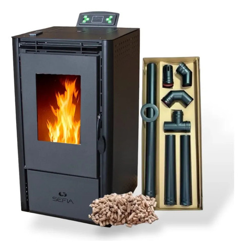 Calefactor A Pellet Premium 7kw 75m2 + Kit De Caños Sefia