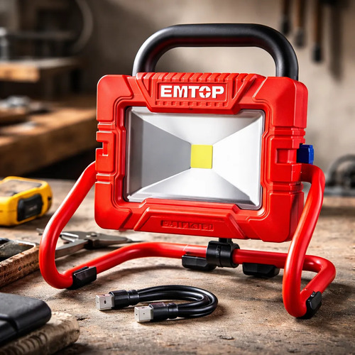 Reflector Portátil Emtop Con Luz Blanca Y Carcasa Roja Rojo - Imagen 2