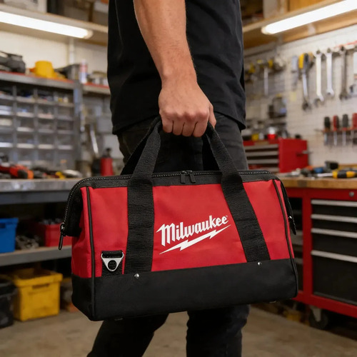 Bolso Milwaukee Porta Herramientas Heavy Duty Resist Al Agua Color Negro Y Rojo Negro/rojo - Imagen 7