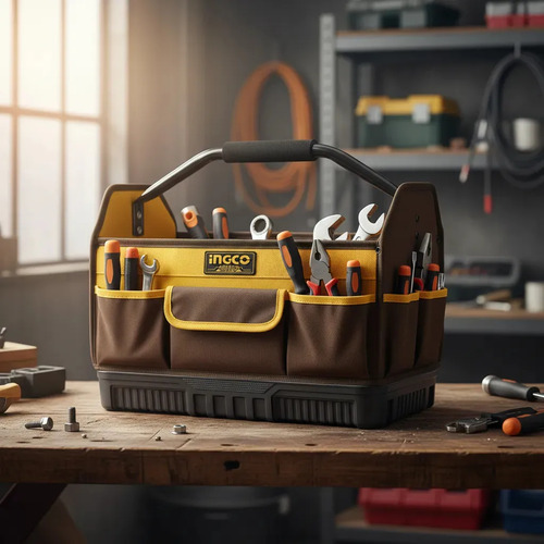 Bolso Industrial Portaherramientas C/ Manilla Ingco Htbgl04 Amarillo - Imagen 6