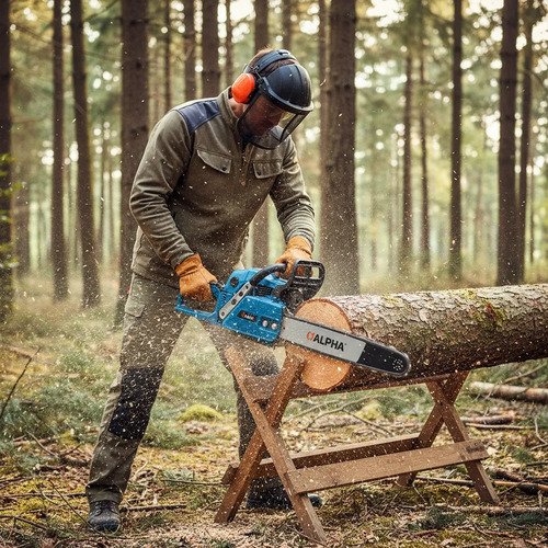 Motosierra Alpha Pro 18 Nafta 52cc 2kw Arranque Facil Color Azul - Imagen 3