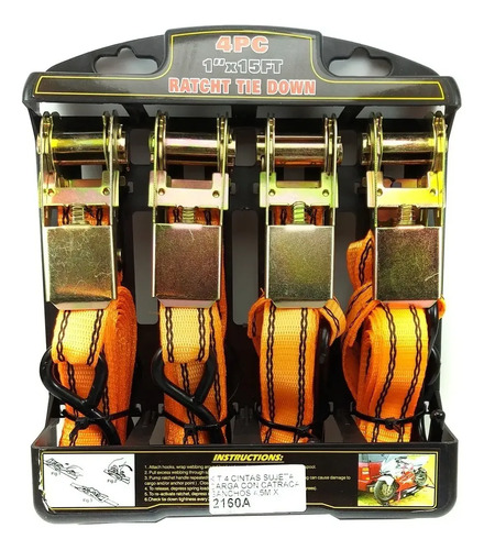 Kit 4 Catracas Con Ganchos 4.5m X 25mm - Imagen 2
