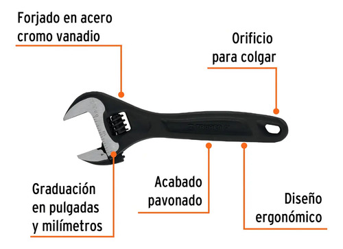 Llave Perico 6'' X 3/4'' Pavonada Truper Expert 15500 - Imagen 3