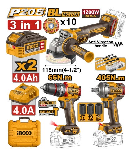 Piezas Del Kit De Herramientas Eléctricas Ingco Ckli20358-9 - Imagen 2