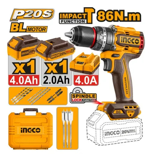 Taladro Atornillador Percutor A Batería 86nm Ingc Cidli20868 - Imagen 2