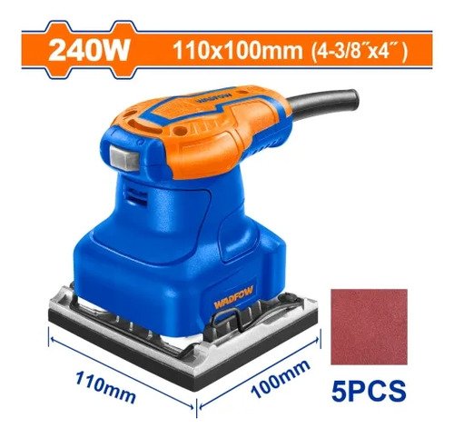 Lijadora Eléctrica Orbital Wadfow Wfa1503 Para Madera Y Superficies, Con 5 Lijas Azul Y Amarillo 50/60hz - Imagen 3