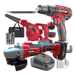 Taladro percutor atornillador inalámbrico de 10mm Equus COMBOAMTASO + accesorios con combo