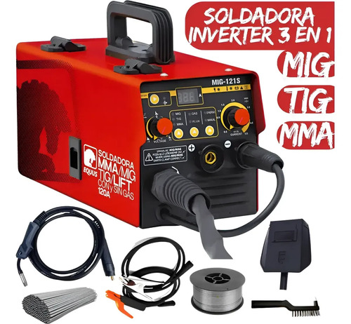 Soldadora Inverter 120a 3en1 Mma Mig Tig Sin Gas Electrodo - Imagen 2