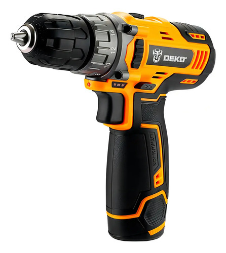 Taladro Atornillador Inalámbrico Deko 12v 10mm 2 Velocidades Y Torque 28nm Amarillo 60hz