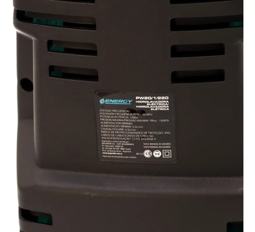 Hidrolavadora Eléctrica Energy Tools Pw20/1 1200w 90bar Tyt - Imagen 5