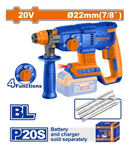 Rotomartillo A Bat 20v 22mm Sds Plus 2.0j+acc S/bat Wadfow - Imagen 3
