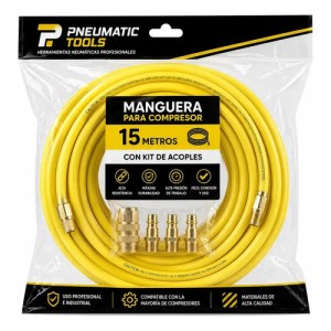 Manguera NeumƔtica Compresor Reforzada 15 Metros + Acoples