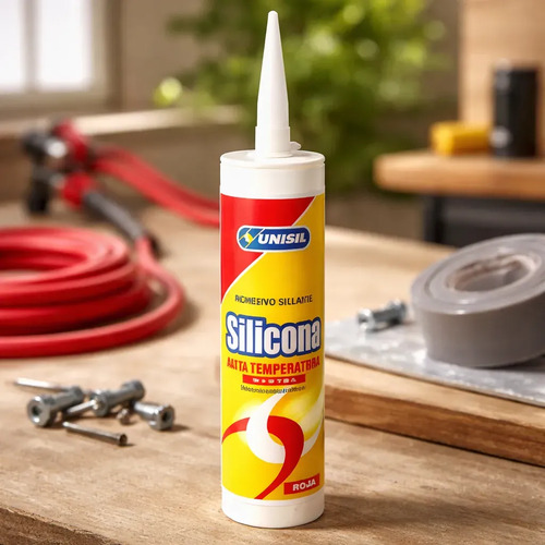 Silicona Alta Temperatura Rojo 280gs. Unisil