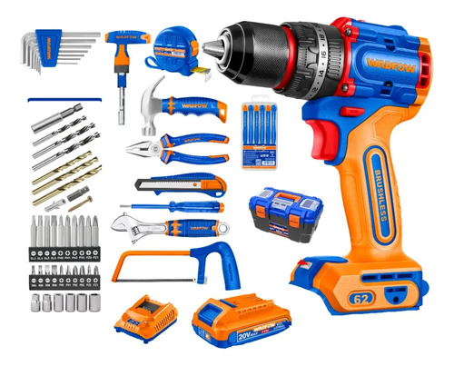 Taladro Atorn Percutor 20v + Accesorios Herramientas Wadfow
