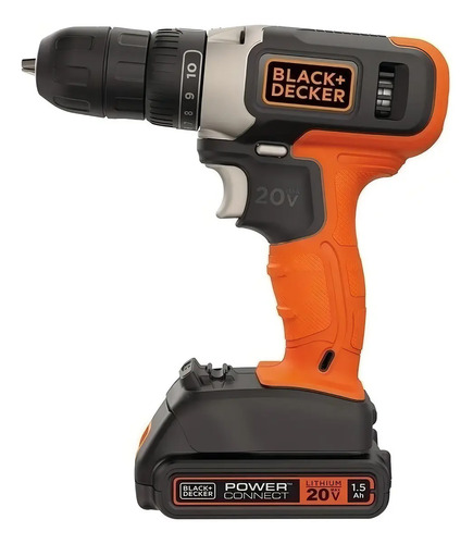 Taladro Atornillador Inalámbrico De 254mm Black+decker Bcd702c1 + 1 Batería De 1.5ah + Accesorio Con Caja De Cartón Naranja