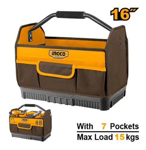 Bolso Industrial Portaherramientas C/ Manilla Ingco Htbgl04 Amarillo - Imagen 4