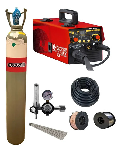 Soldadora Mig/mma 130a + Tubo Mezcla 2 Mts + Manometro + Acc