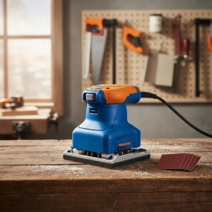 Lijadora Eléctrica Orbital Wadfow Wfa1503 Para Madera Y Superficies, Con 5 Lijas Azul Y Amarillo 50/60hz